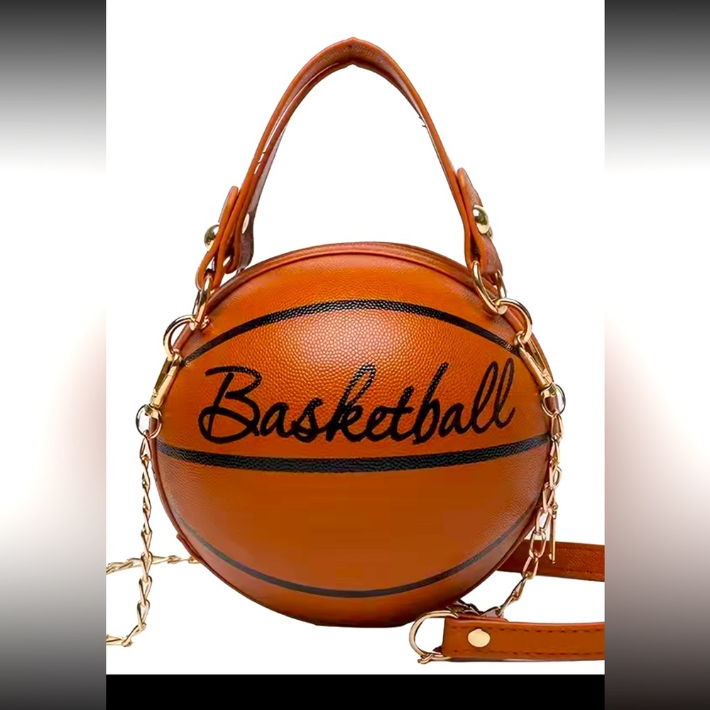 BASKETBALL SHAPE CROSSBODY MINI BAG, METAL CHAIN, LETTERS PRINTED - Picture 3 of 6